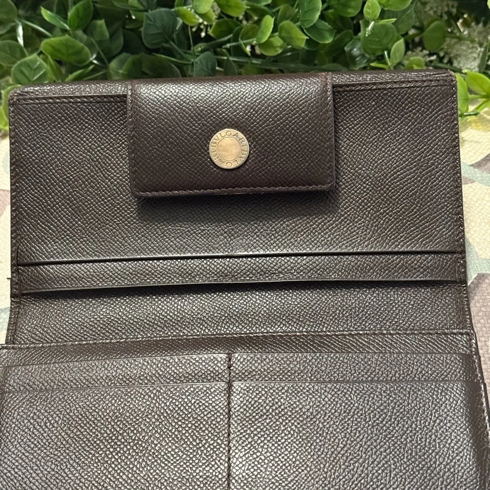 BVLGARI Brown Leather Bifold Long Wallet Purse - Picture 11 of 16